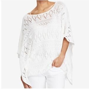 Polo Ralph Lauren Pointelle-Knit Boatneck poncho sweater oversized Boho crochet
